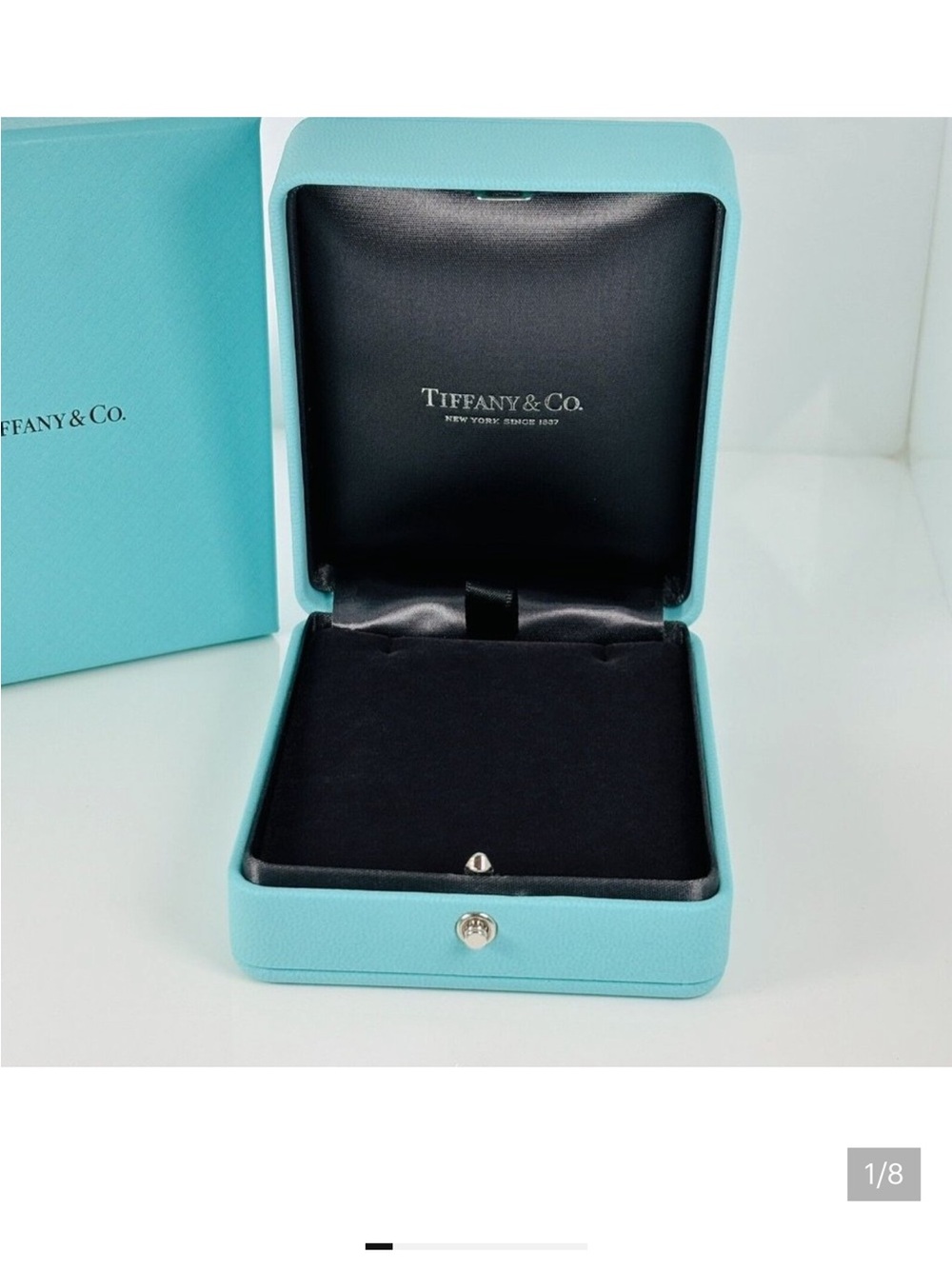 Tiffany & Co. Blue Jewelry Presentation Box with Black Interior